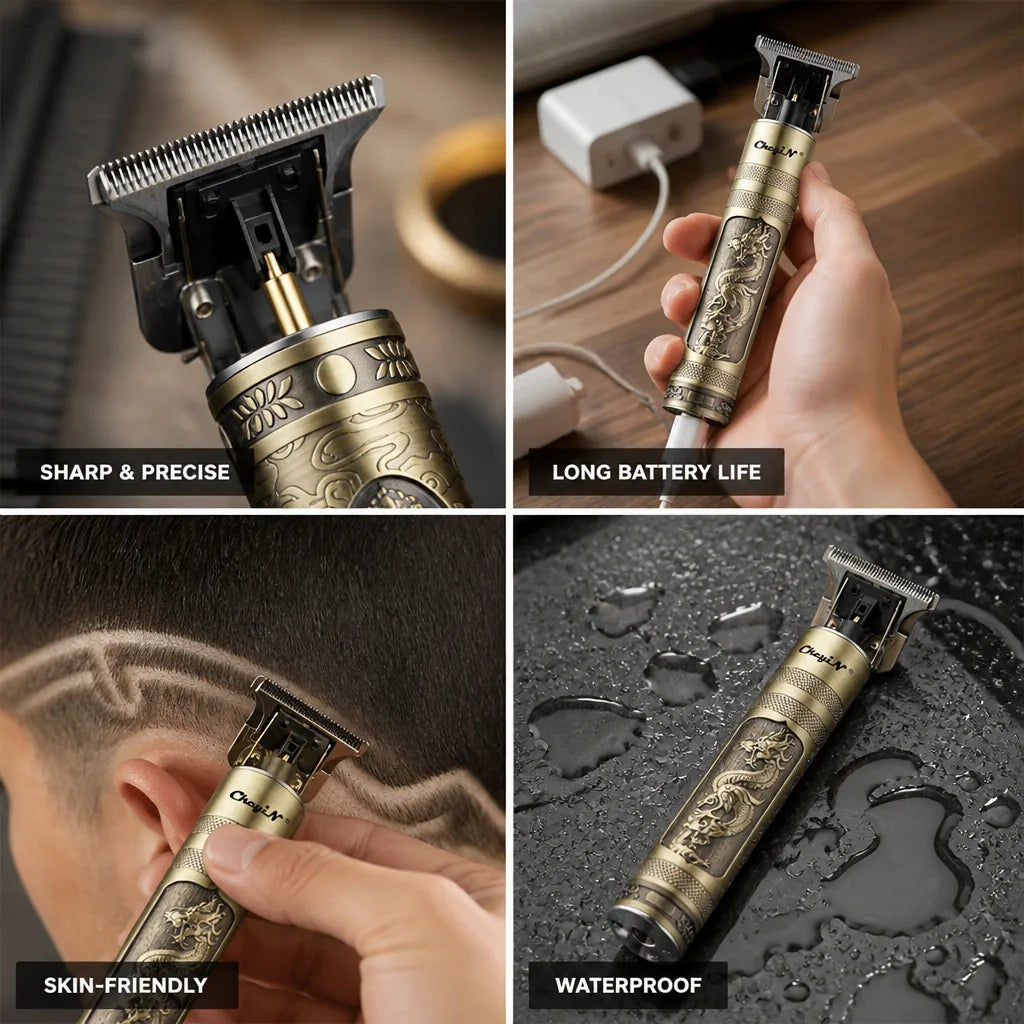 Hair Clipper Titanium Ceramic T-Blade USB-C Rechargeable