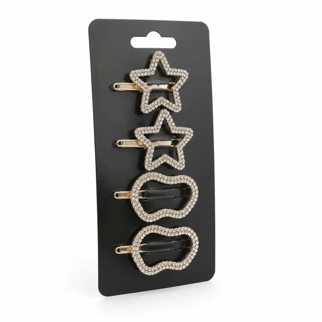 Hair Clips Rhinestone Strong Hold Set of 4
