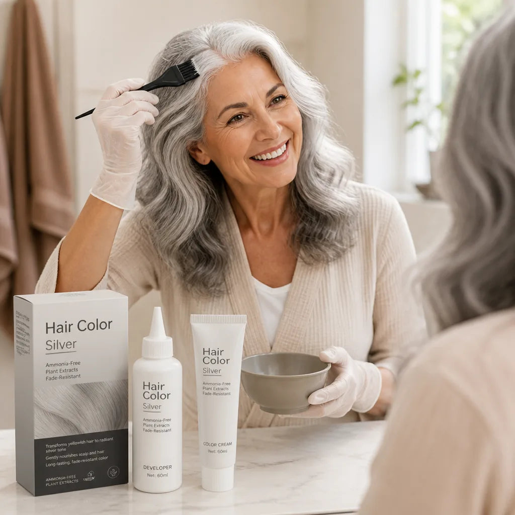 Hair Color Silver Ammonia-Free Plant Extracts Fade-Resistant