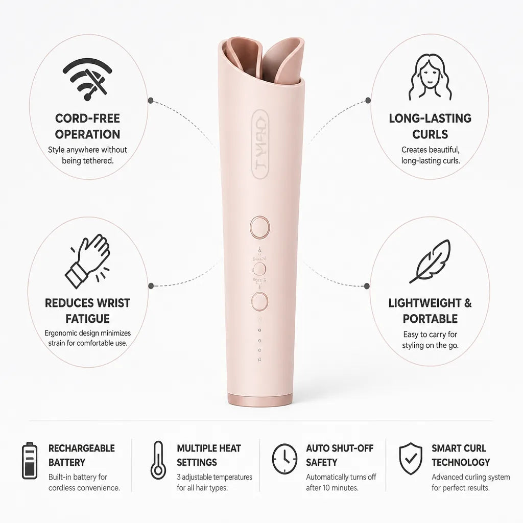 Hair Curler Automatic Cordless Long-Lasting Curls