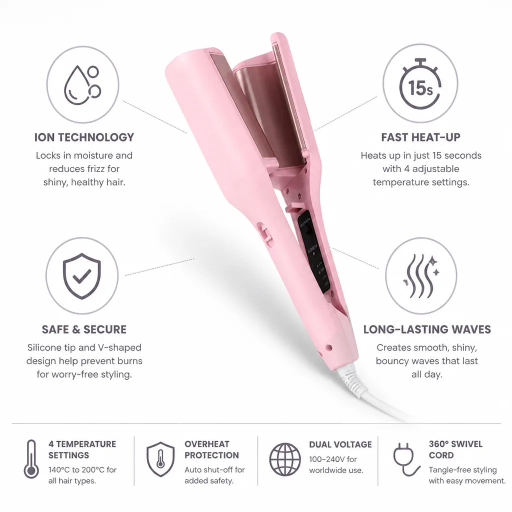 Hair Curler Ceramic Ion Barrel & Silicone Tip