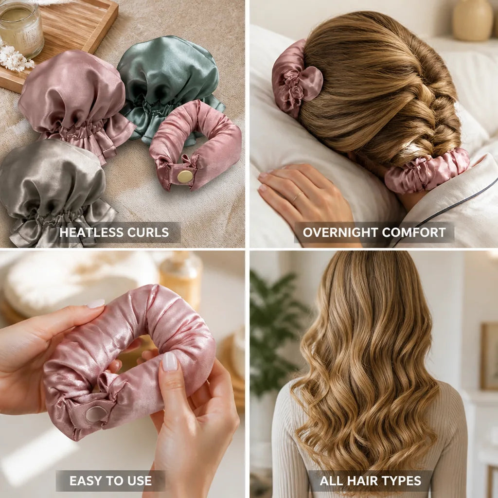 Hair Curler Heatless Satin With Scrunchies