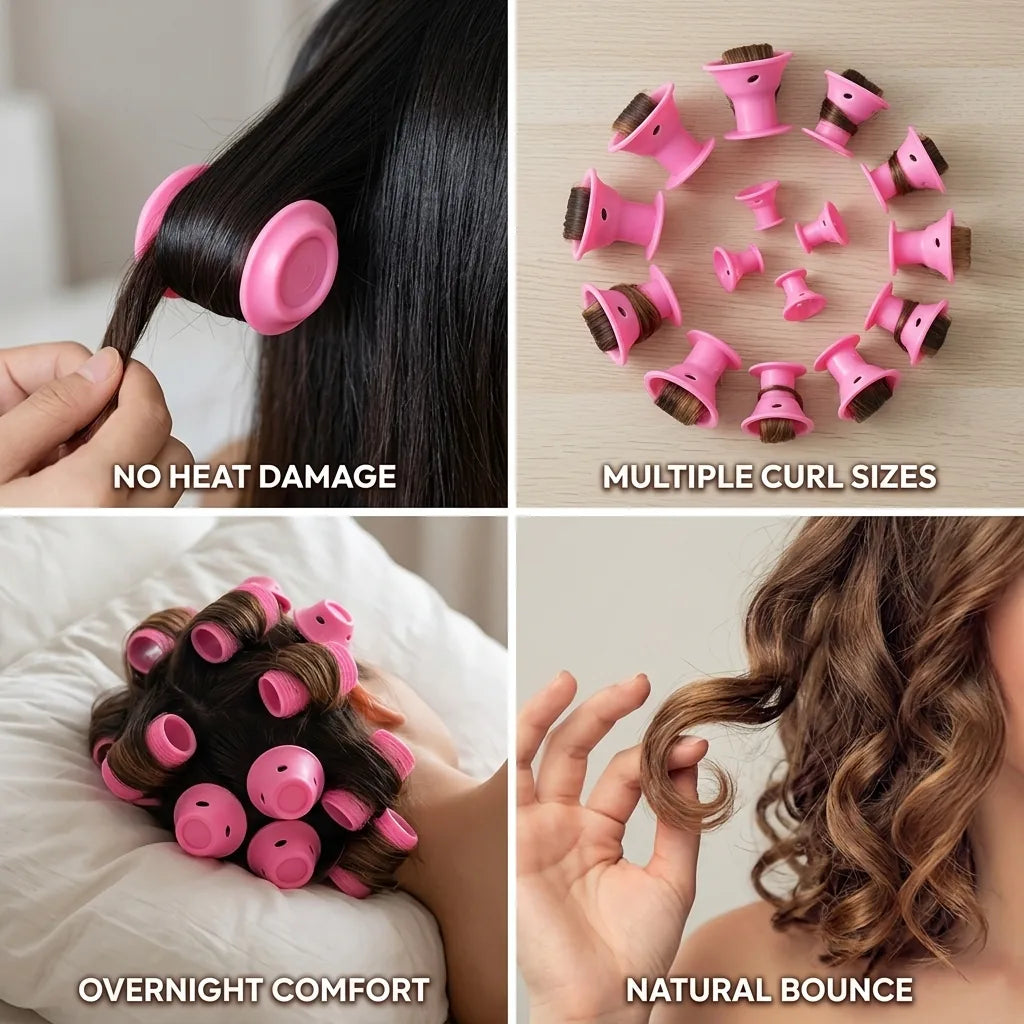 Hair Curlers Heat-Free Silicone Set of 10
