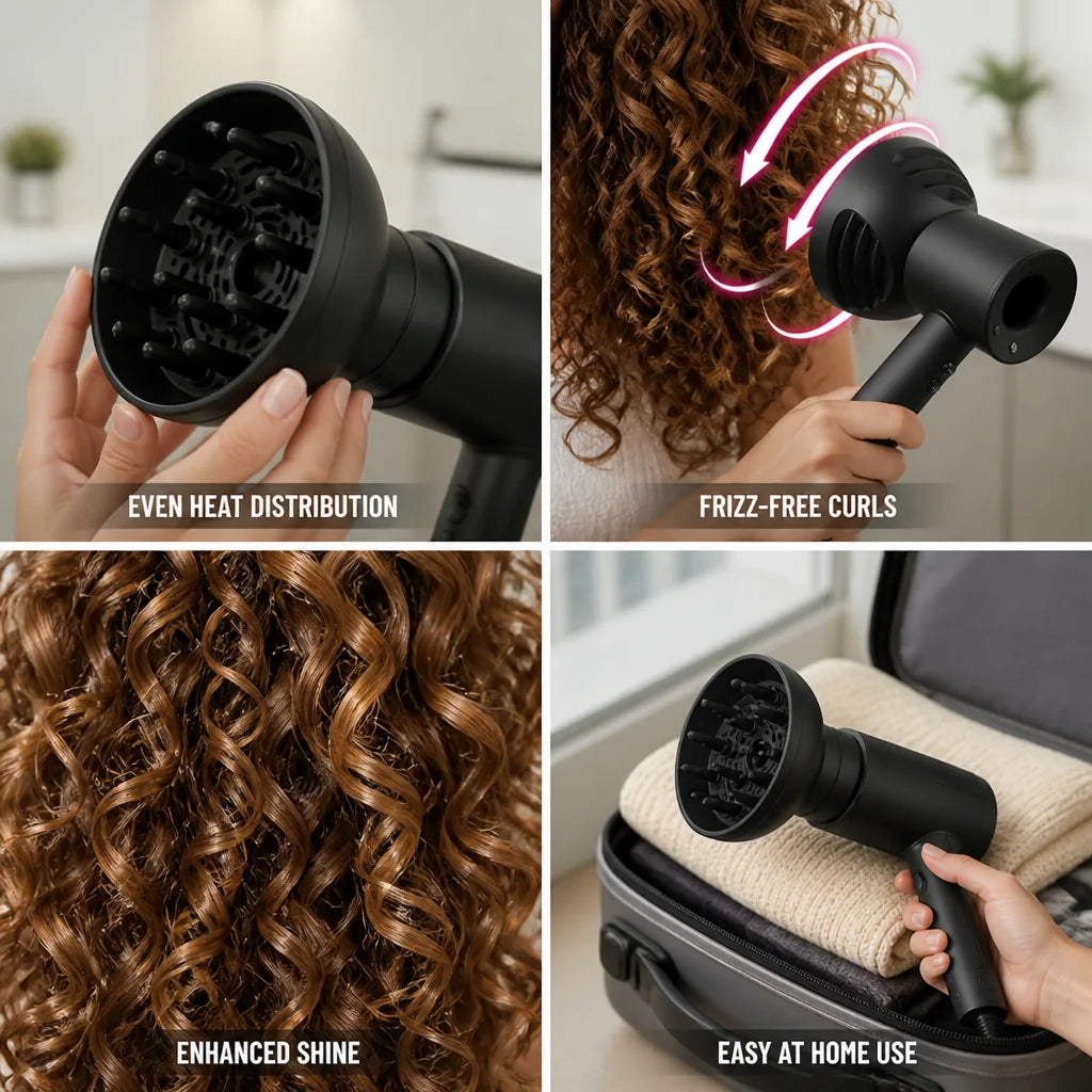 Hair Diffuser Attachment Frizz-Free Shiny Curls