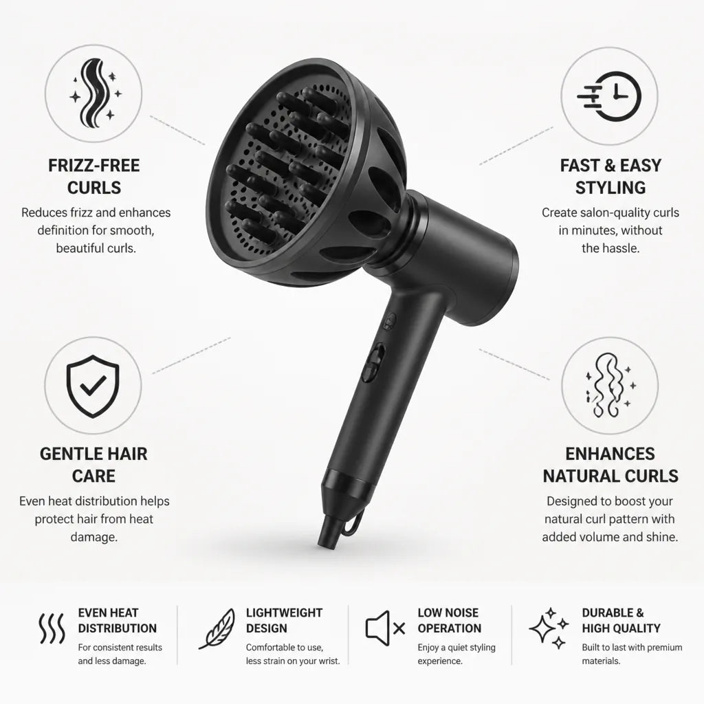 Hair Diffuser Attachment Frizz-Free Shiny Curls