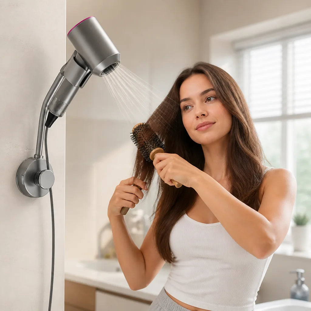 Hair Dryer Holder Hands-Free Adjustable Angle Strong Suction Cup