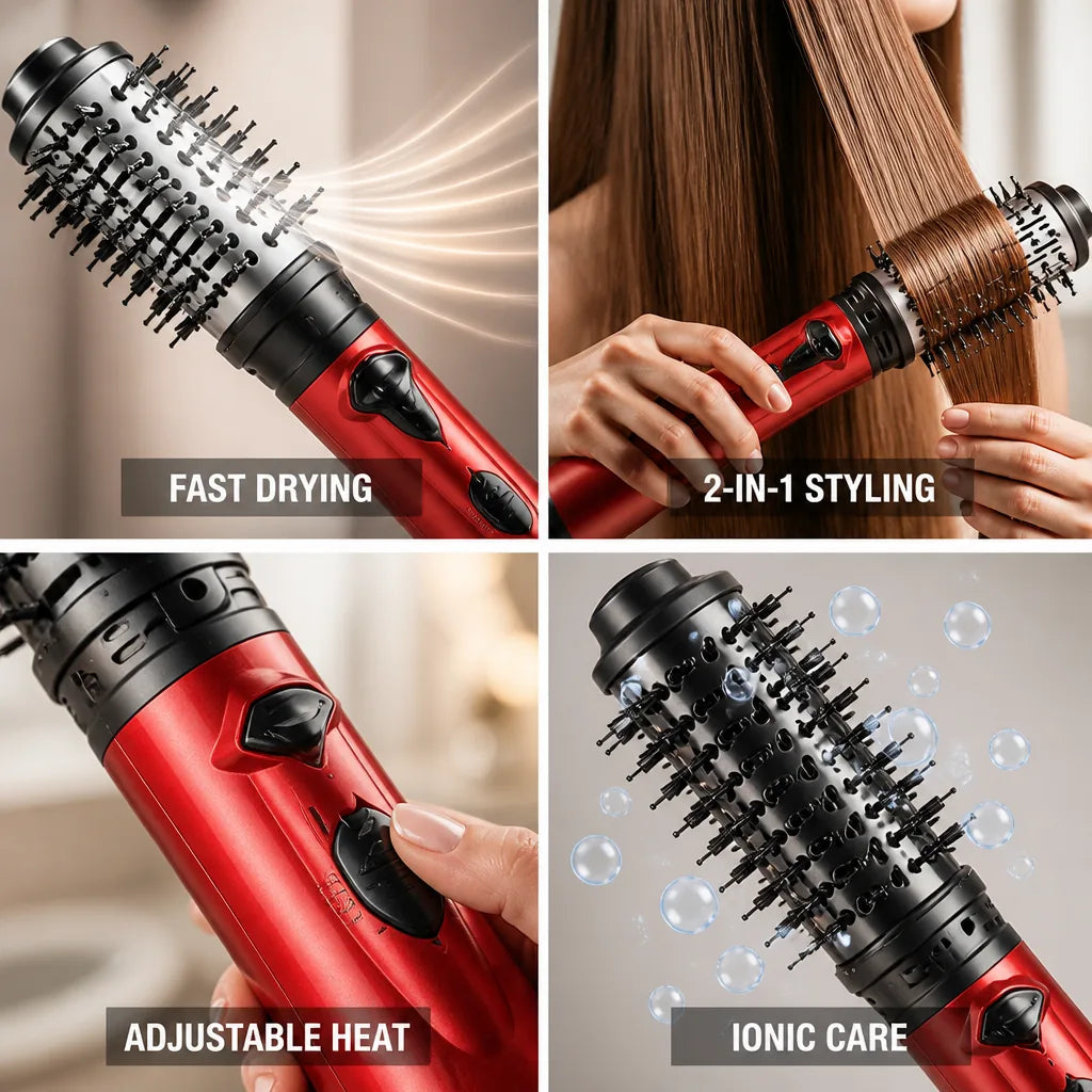 Hair Dryer & Straightener Ionic Fast-Drying Adjustable Heat Settings