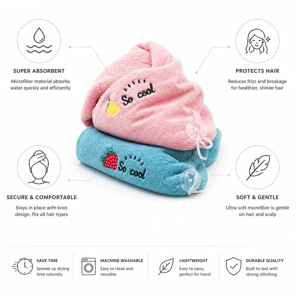 Hair Drying Towel Quick-Dry Microfiber 2-Pack