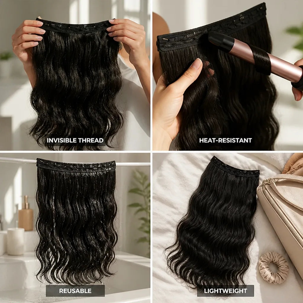 Hair Extensions Invisible Thread Heat-Resistant Reusable