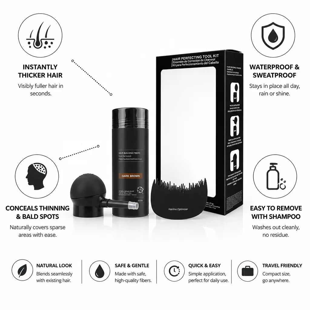 Hair Fibers Instant Thickening Natural-Looking Waterproof & Sweatproof