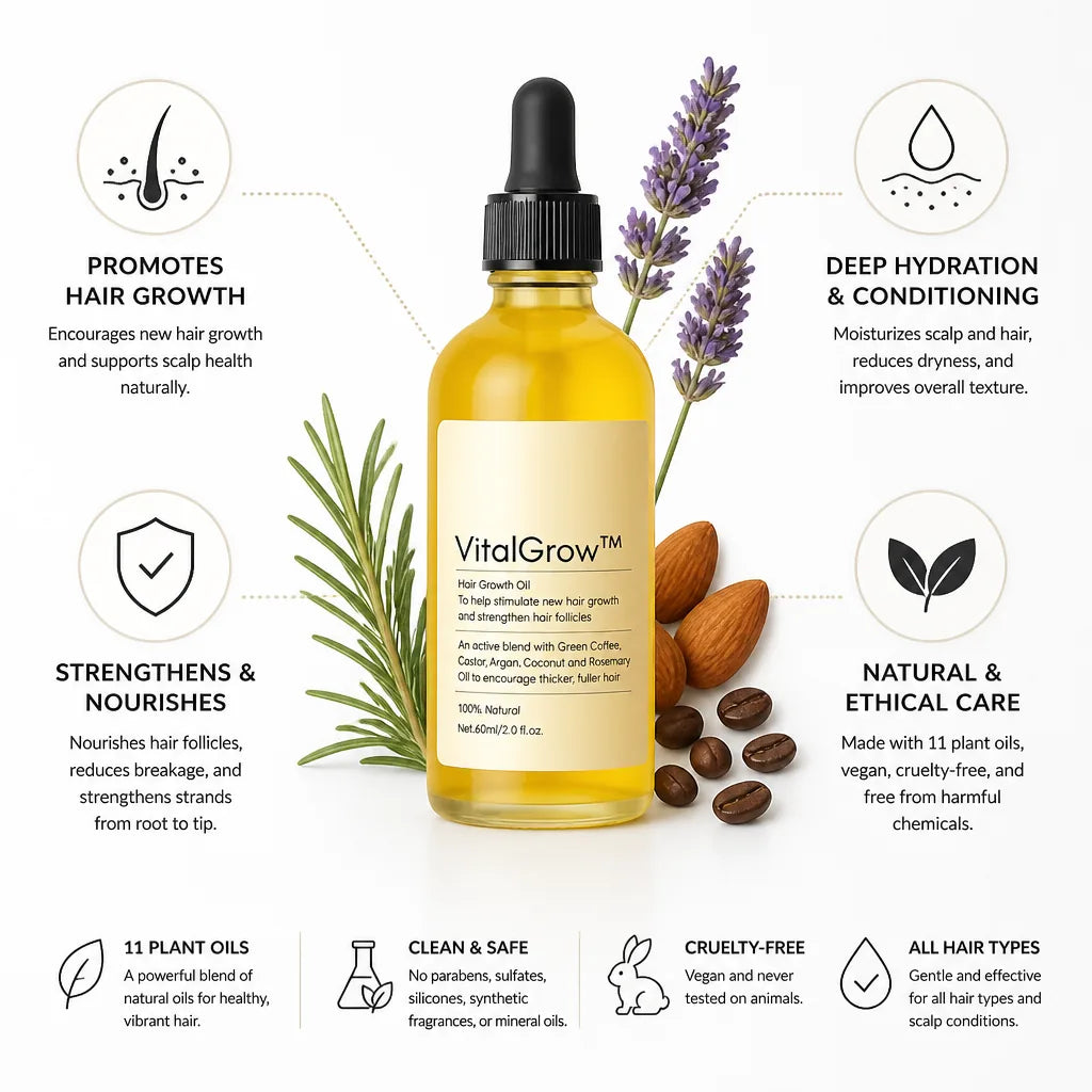 Hair Growth Oil 11 Plant Oils Vegan & Cruelty-Free