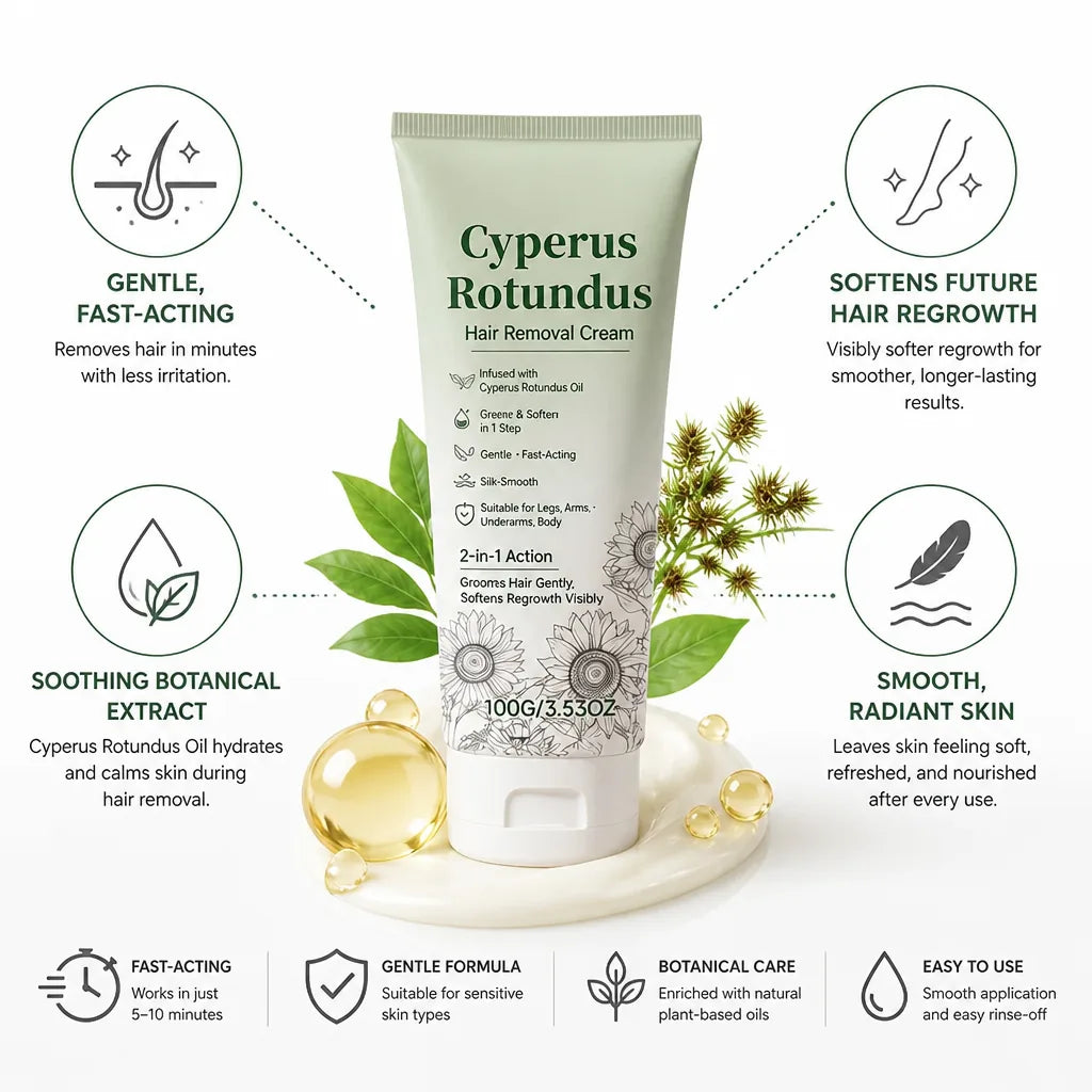 Hair Removal Cream Gentle & Fast-Acting Cyperus Rotundus Oil