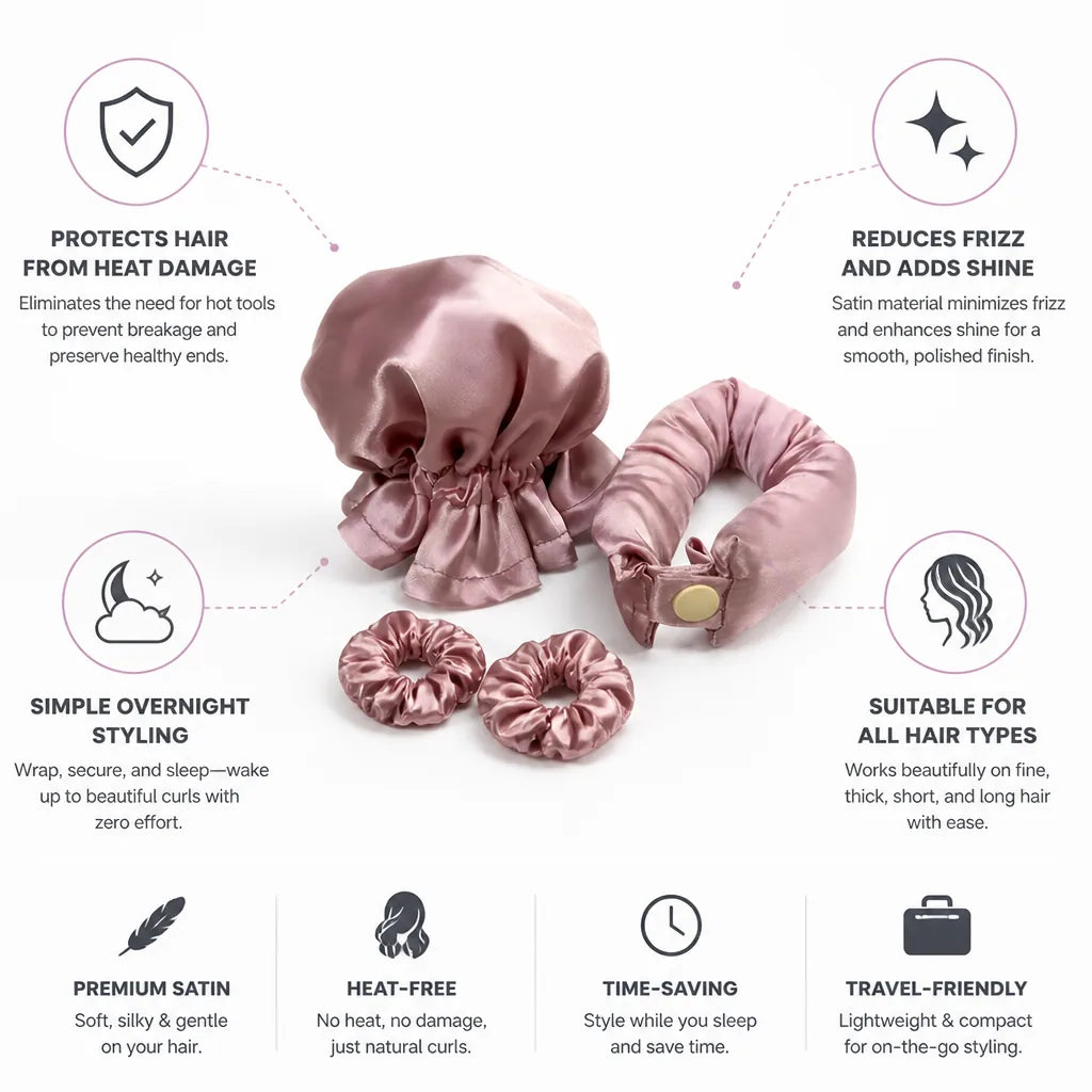 Hair Rollers Heat-Free Satin Overnight