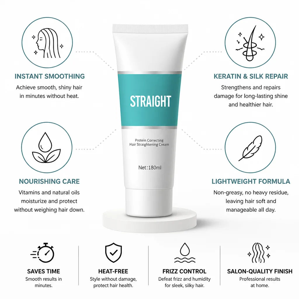 Hair Smoothing Cream Keratin & Silk Heat-Free Lightweight