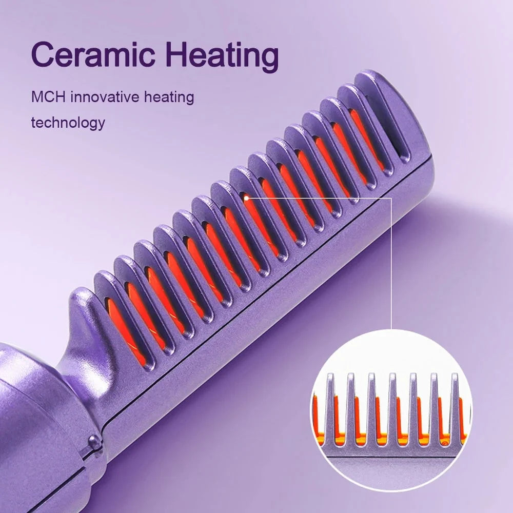 Hair Straightener Brush Cordless Ceramic Protective Cap