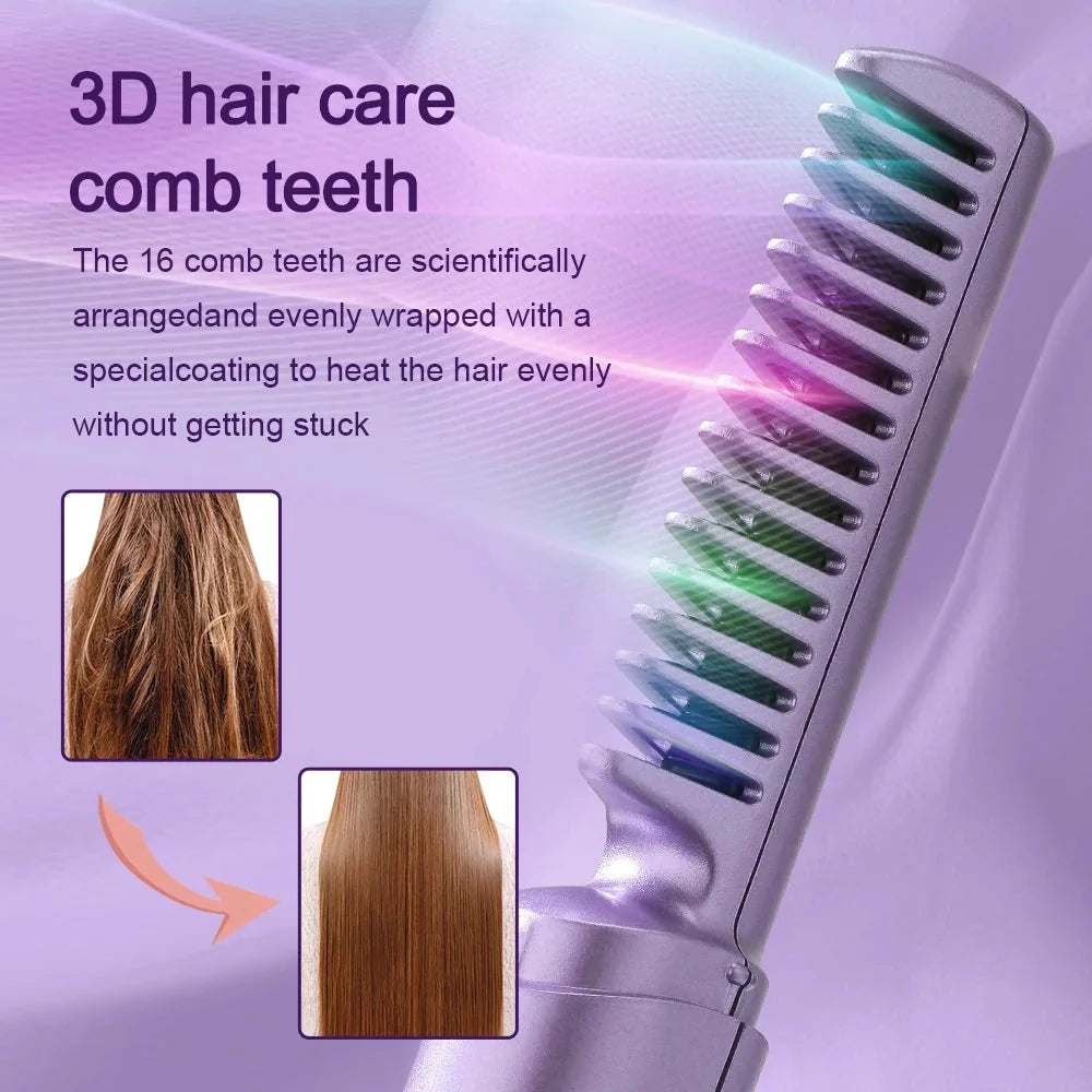 Hair Straightener Brush Cordless Ceramic Protective Cap
