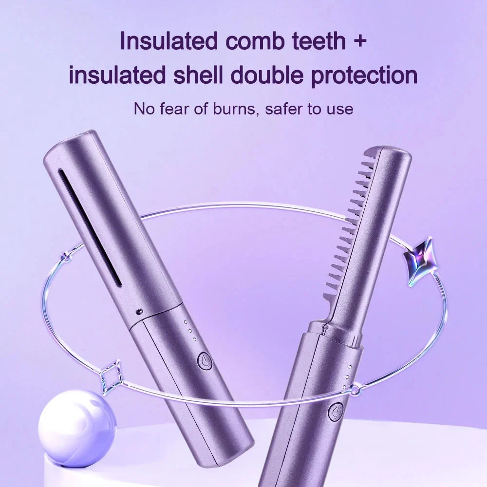 Hair Straightener Brush Cordless Ceramic Protective Cap