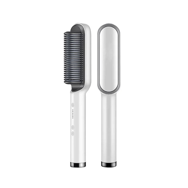 Hair Straightener Brush Ionic Ceramic Heated Teeth