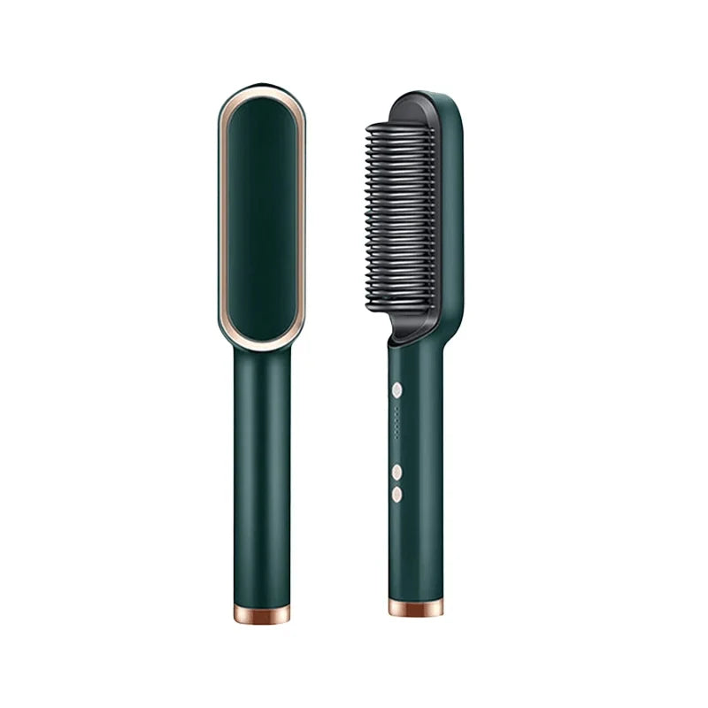 Hair Straightener Brush Ionic Ceramic Heated Teeth