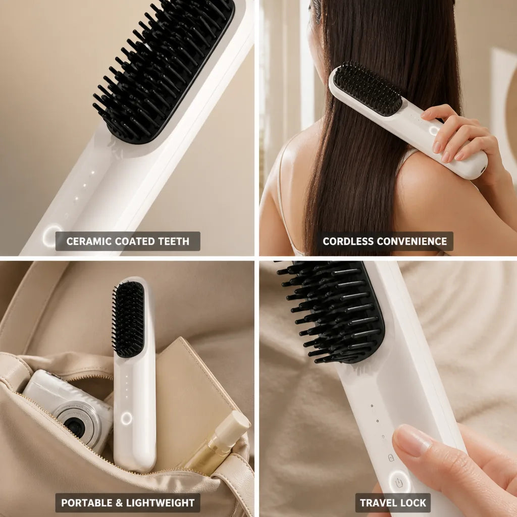 Hair Straightener Cordless Ionic & Ceramic-Coated Teeth