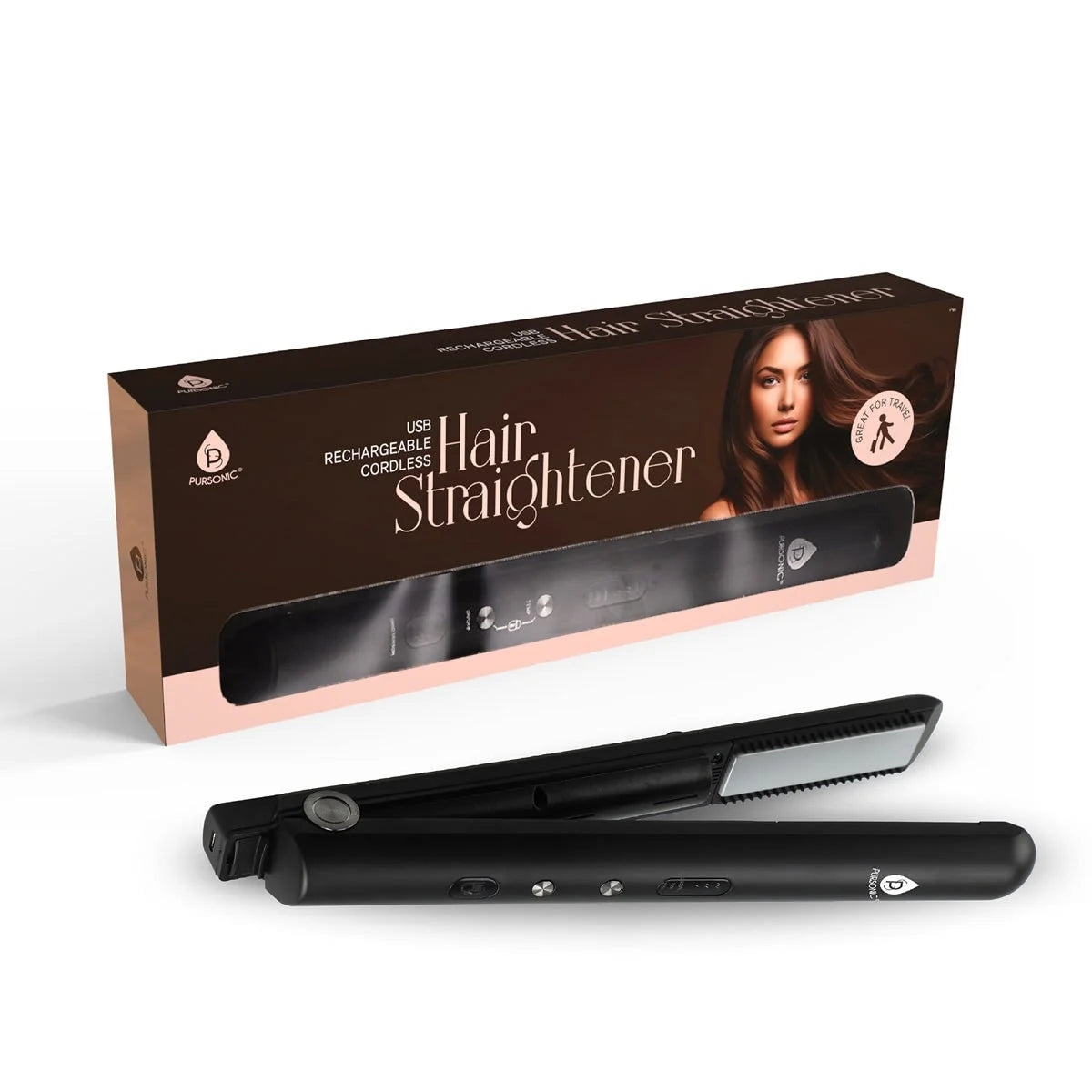 Hair Straightener Cordless USB Rechargeable Ceramic Plates