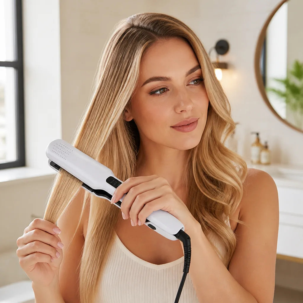 Hair Straightener & Curler Tourmaline Ceramic & Negative Ion