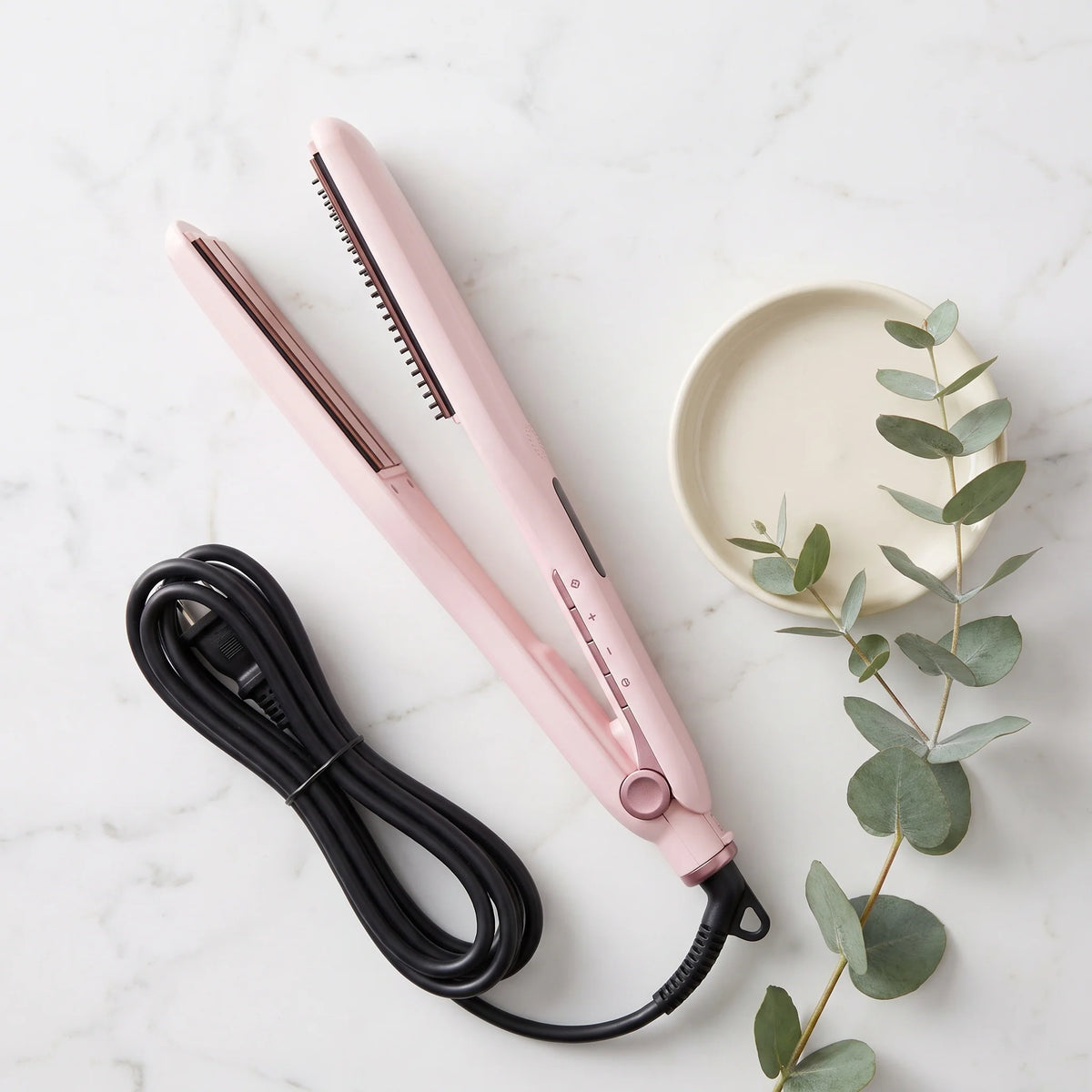 Hair Straightener Steam-Infused Titanium Plates & Detachable Comb