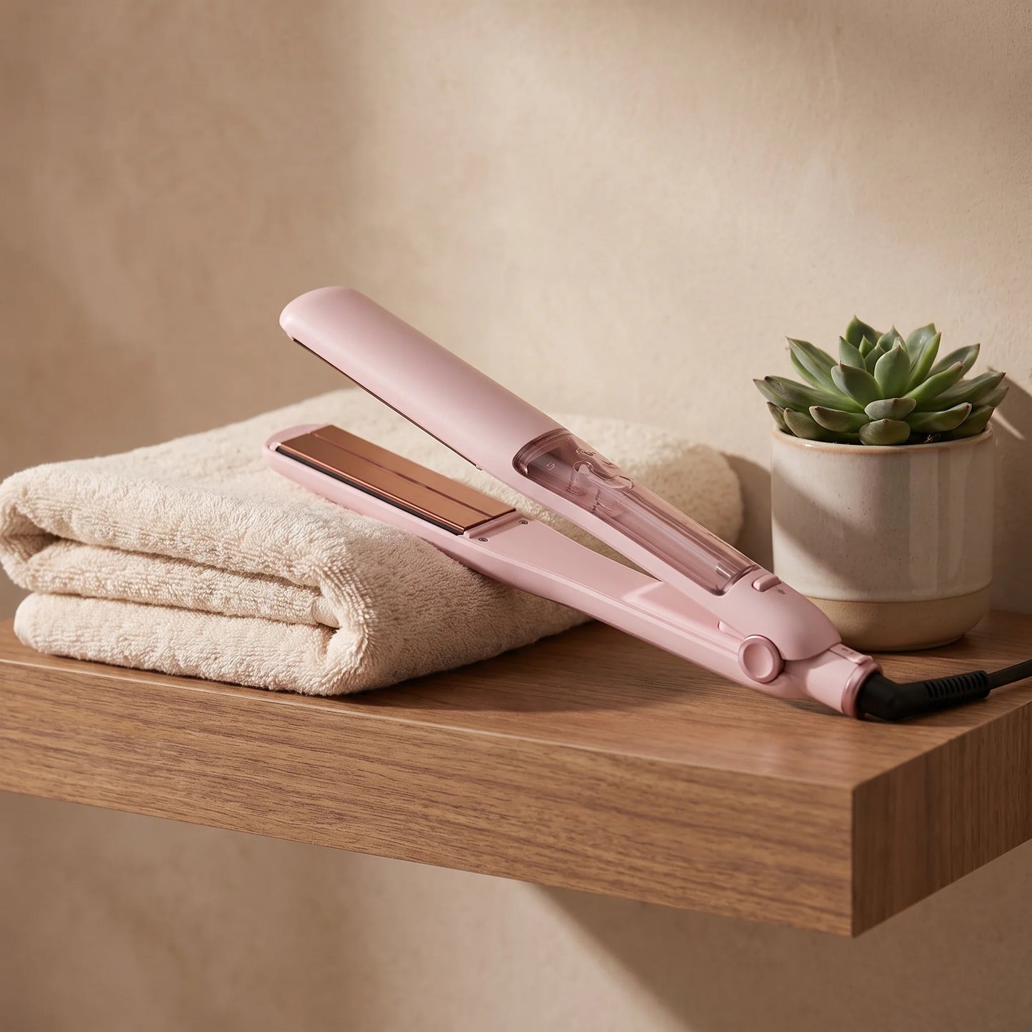 Hair Straightener Steam-Infused Titanium Plates & Detachable Comb
