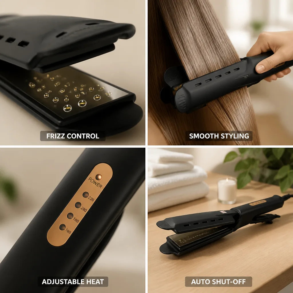 Hair Straightener Tourmaline Ceramic Ionic Adjustable Temperature