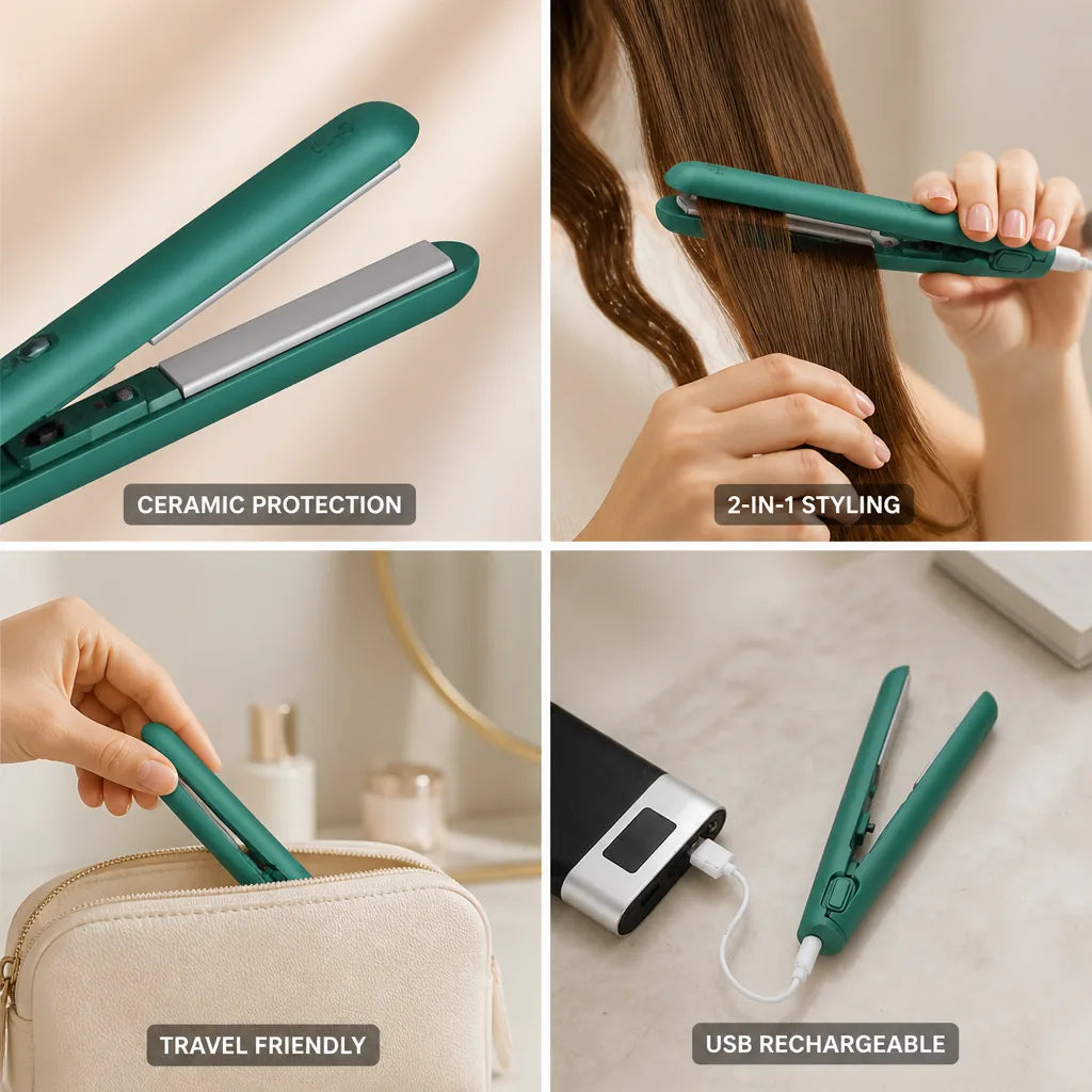 Hair Straightener & Waver Ceramic Plates Ultra-Light Travel