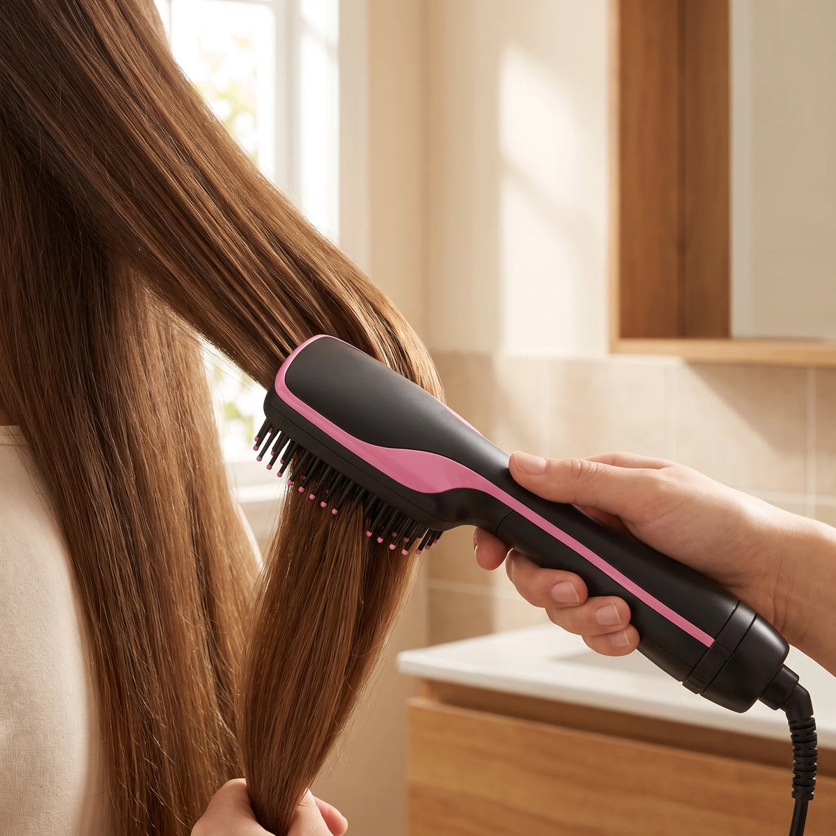 Hair Straightening Brush Ceramic Fast Heat Ionic Conditioning