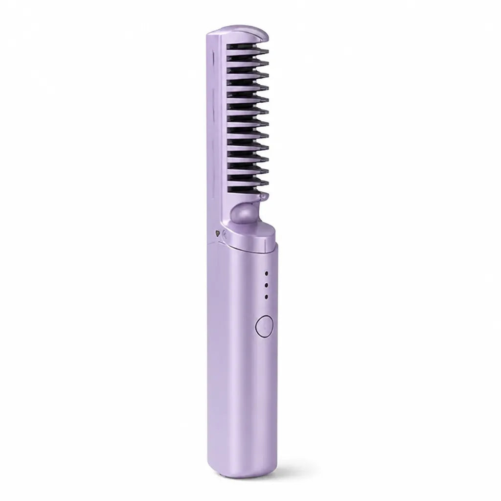 Hair Straightening Brush Cordless Quick-Heat Anti-Burn Protection