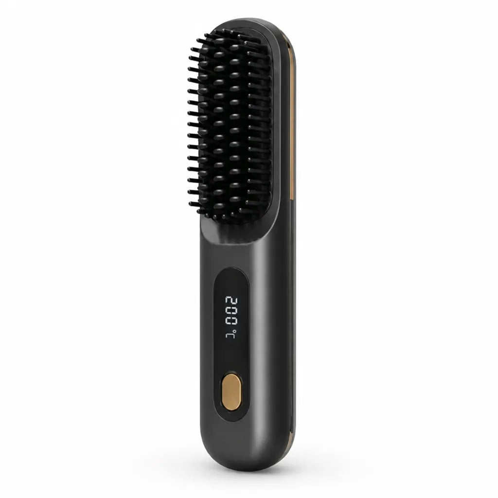 Hair Straightening Brush Heated Volumizing Compact Travel