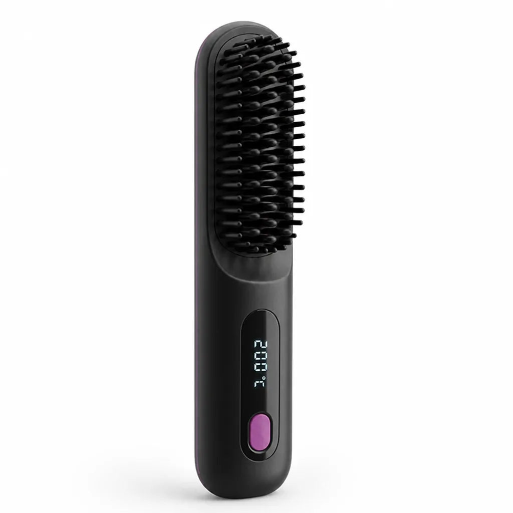 Hair Straightening Brush Ionic Quick Heat Lint Free