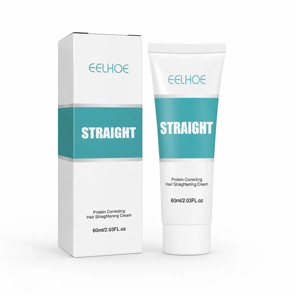 Hair Straightening Cream Keratin & Frizz Control Built-In Brush