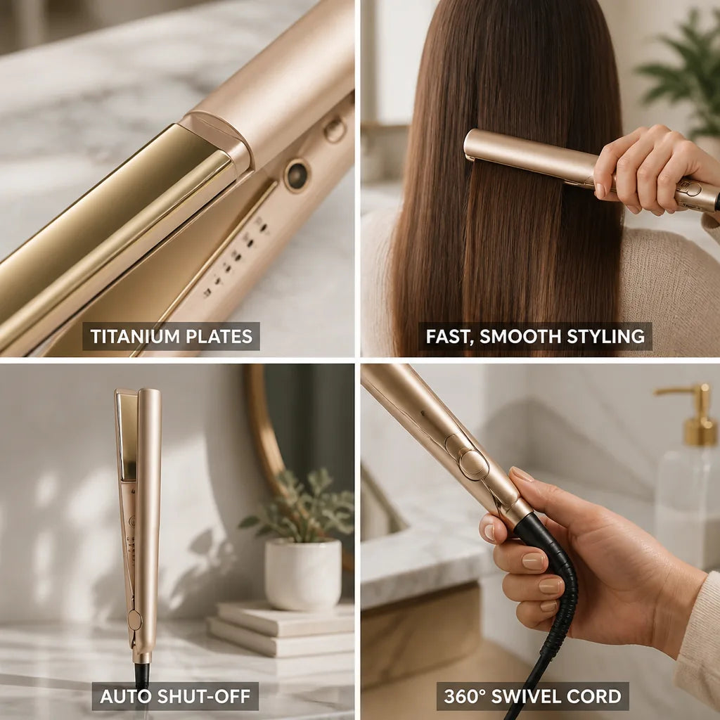 Hair Styler 2-in-1 Titanium Plates 5 Heat Settings