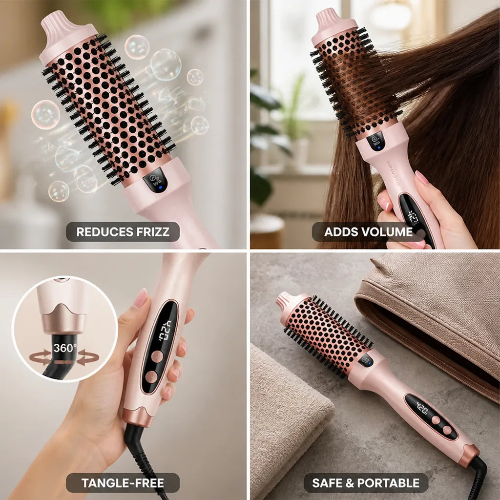 Hair Styling Brush Ceramic Tourmaline Anti-Frizz & Volumizing