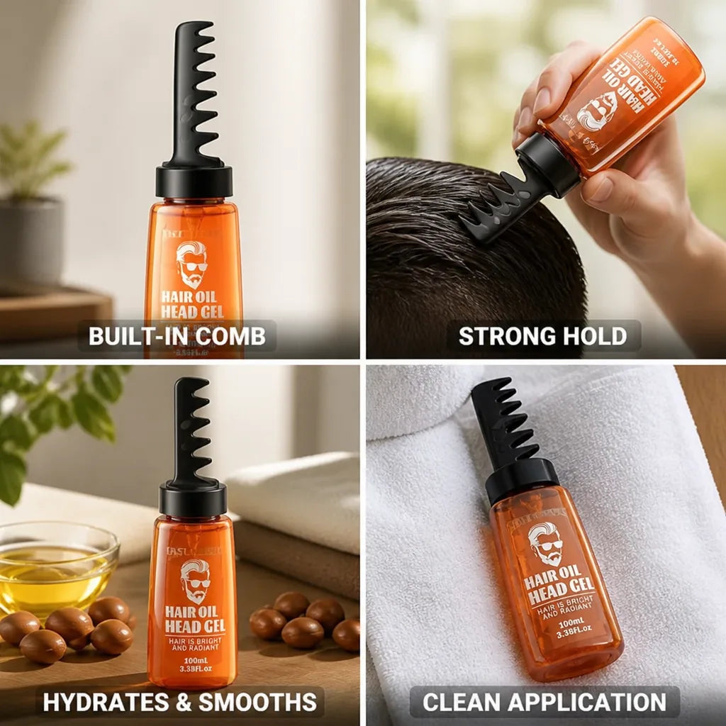Hair Styling Gel Strong Hold Built-In Comb