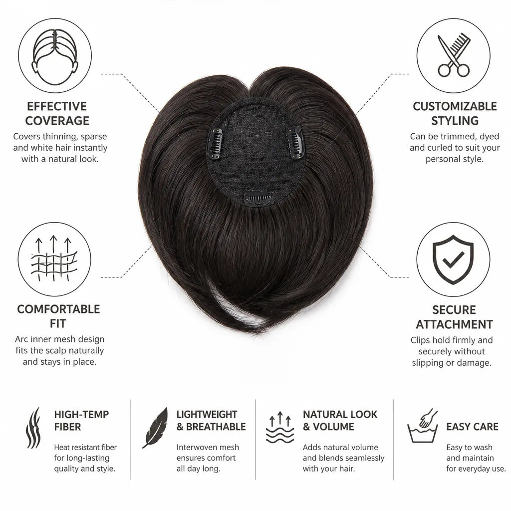Hair Topper Clip Natural-Looking Secure Clips