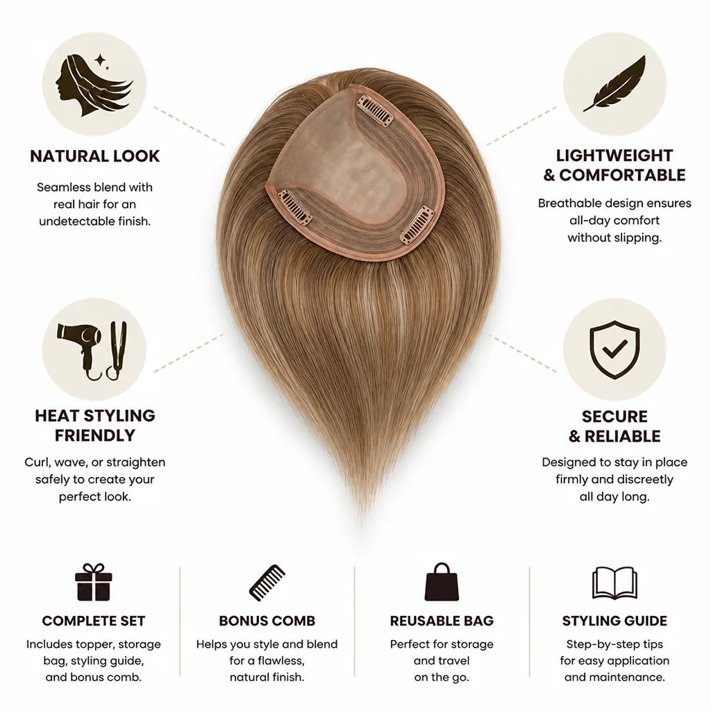 Hair Topper Natural-Looking Volume Heat-Resistant Fibers