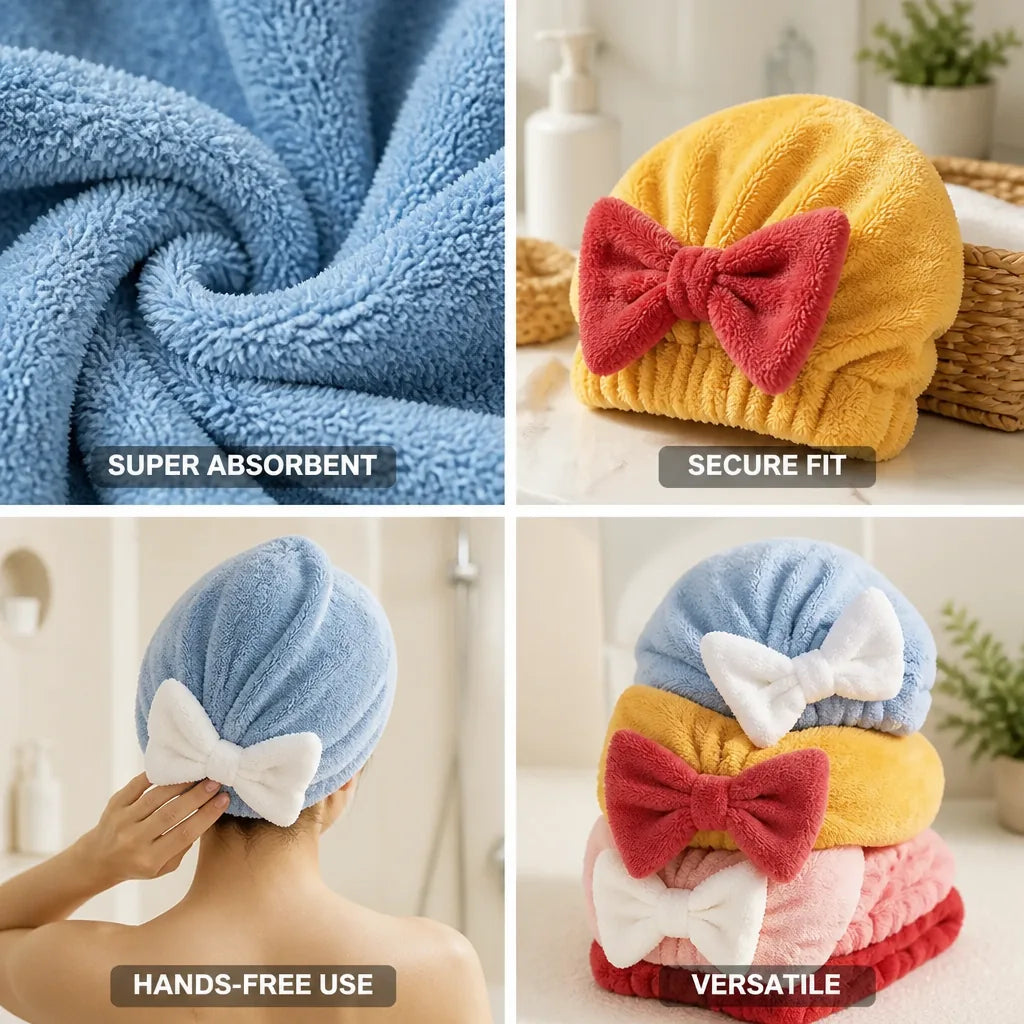 Hair Towel Cap Quick-Dry & Super-Absorbent Microfiber