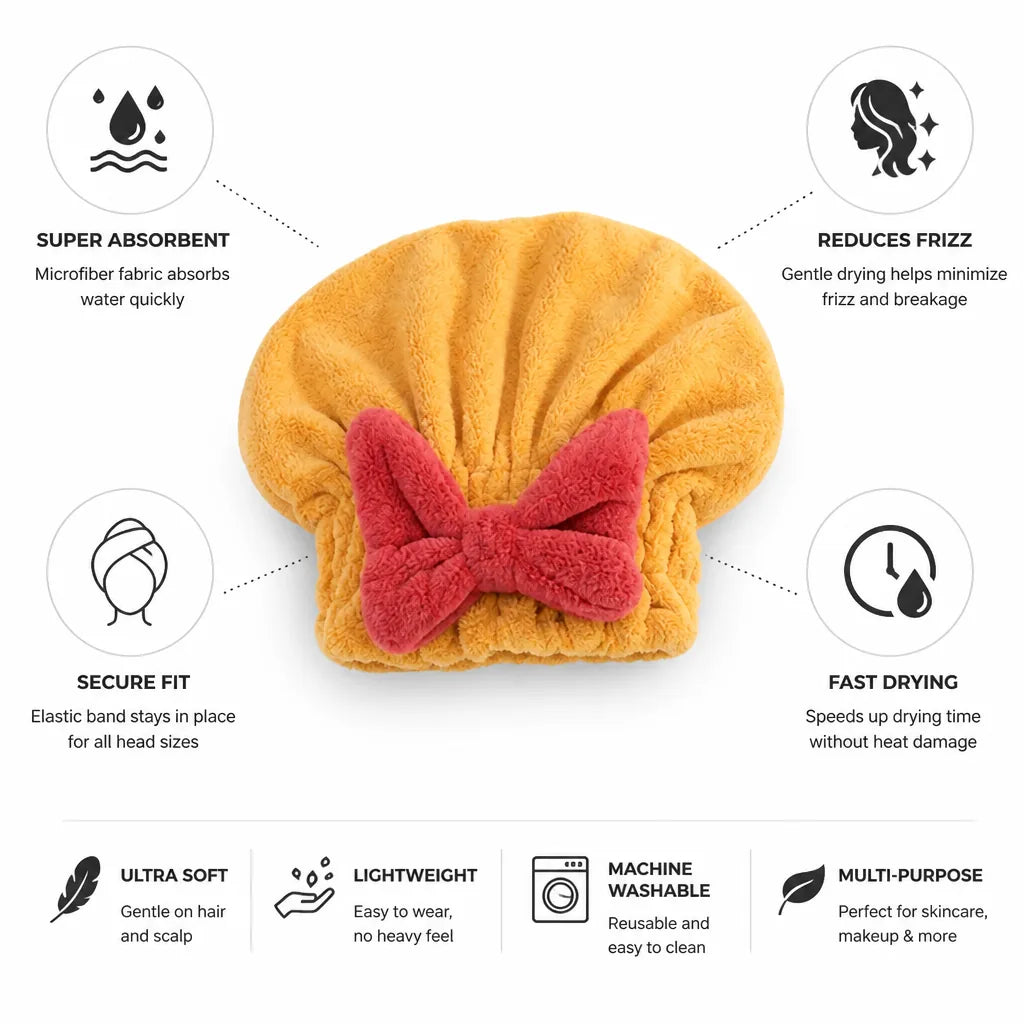 Hair Towel Cap Quick-Dry & Super-Absorbent Microfiber