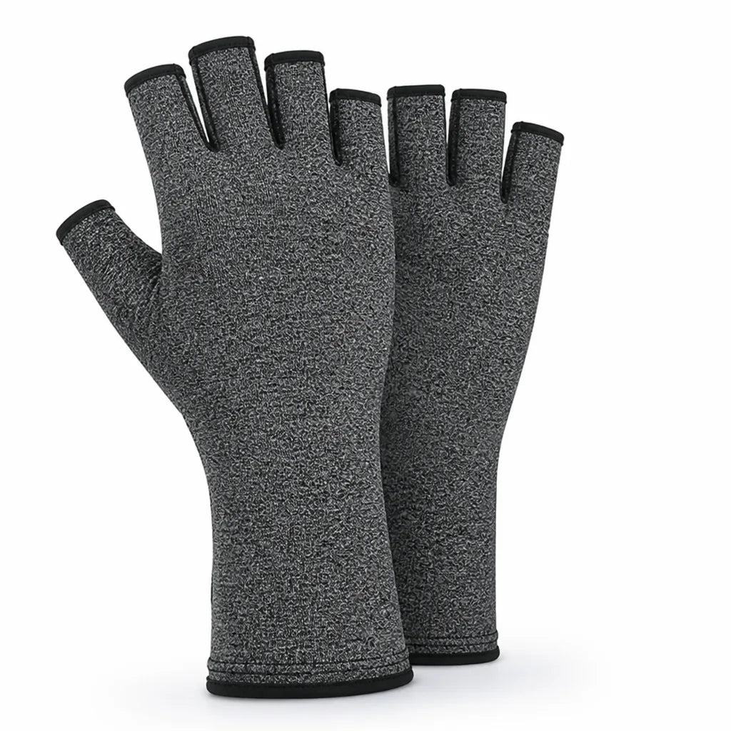 Hand Compression Gloves Bamboo Open Fingertips Set of Two