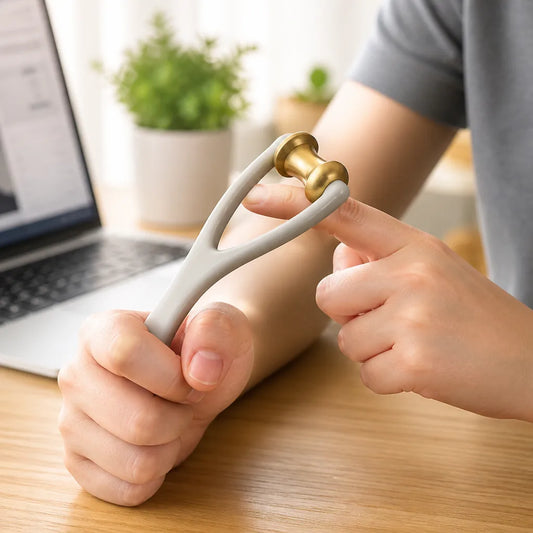 Hand Massage Roller Dual Brass Pocket-Sized