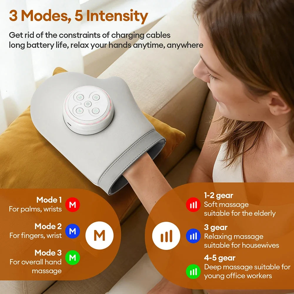 Hand Massager Cordless Rechargeable Air Compression & Heat