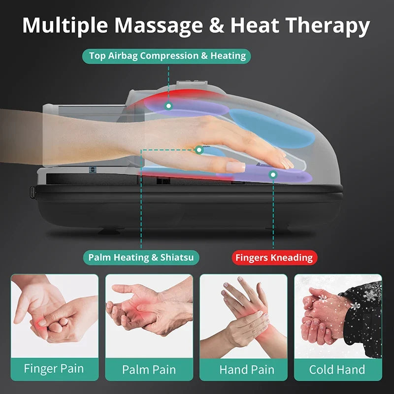 Hand Massager Cordless Rechargeable Air Compression & Heat