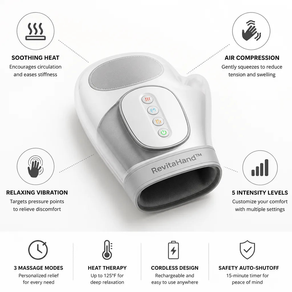 Hand Massager with Heat, Compression & Vibration for Daily Pain Relief