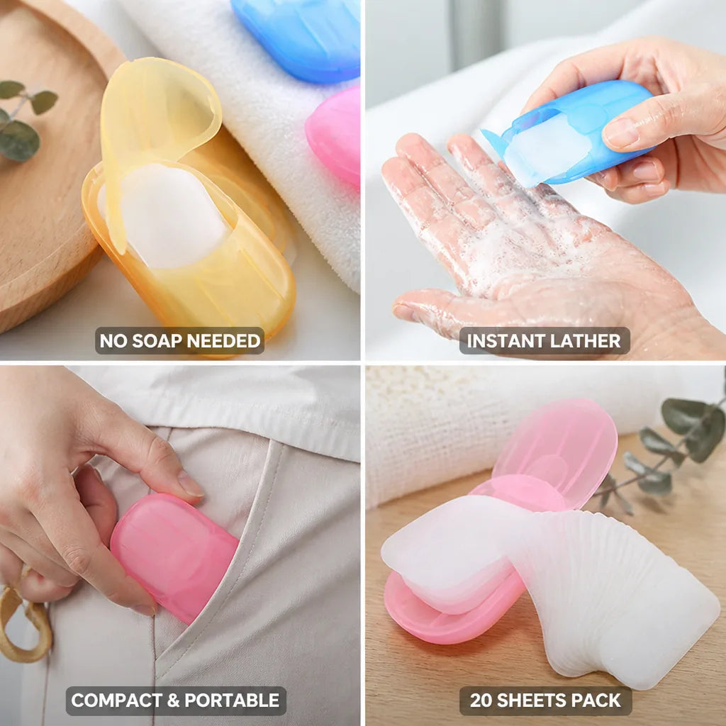 Hand Soap Sheets Dissolvable Instant Lather 20 Pack