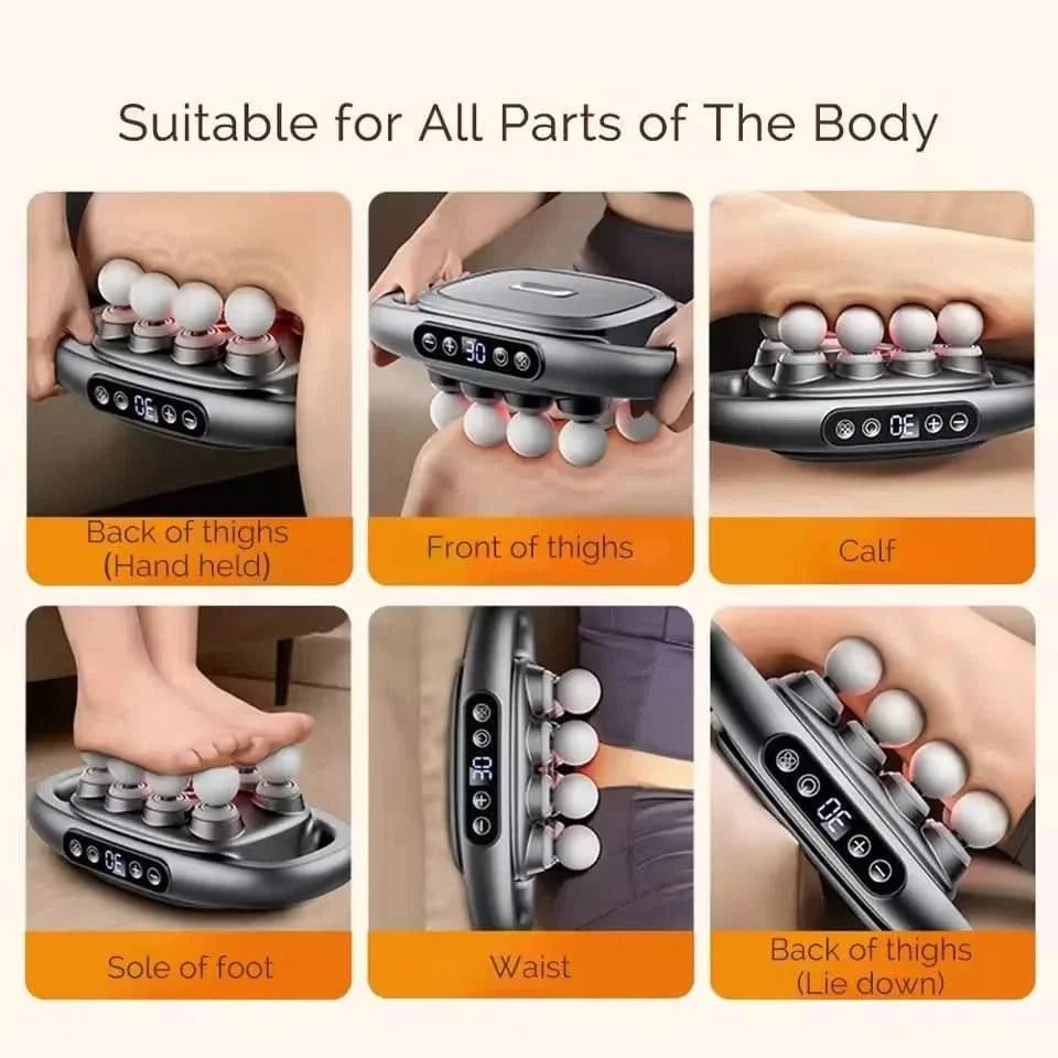 Handheld Body Massager 8 Nodes Dual Handle Red Light