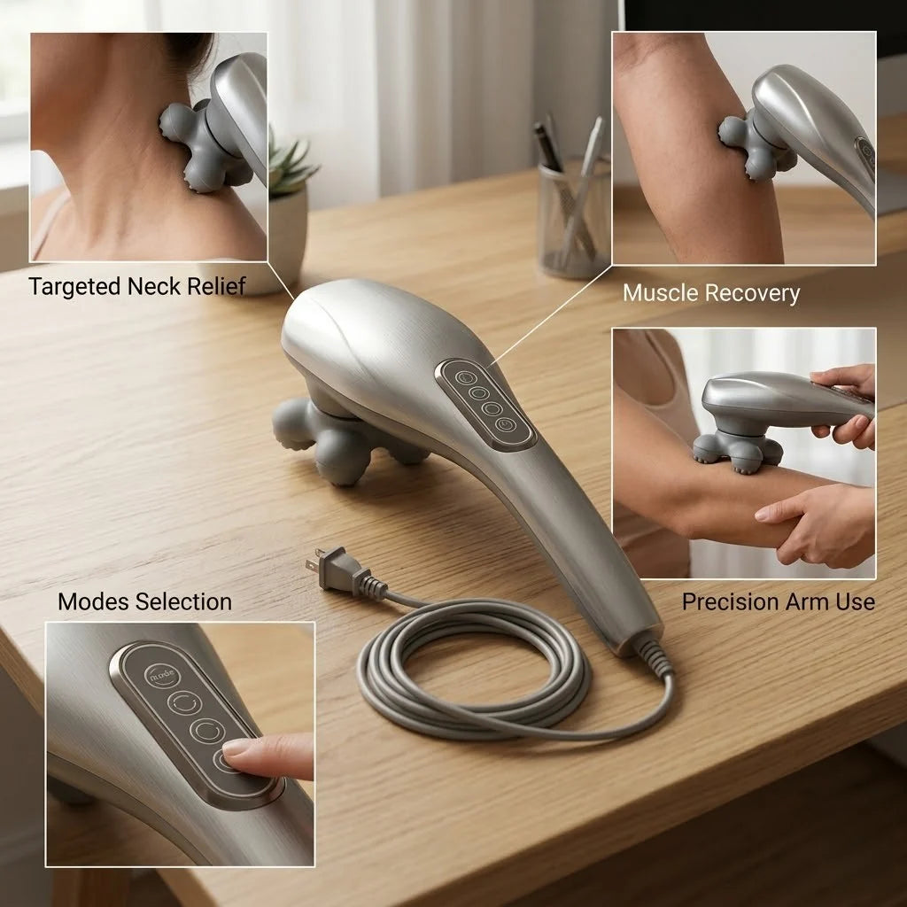 Handheld Electric Muscle Massager Cordless Multiple Attachments